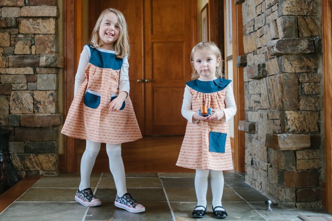 Coordinating little girls dresses - sewing projects at Permanent Riot